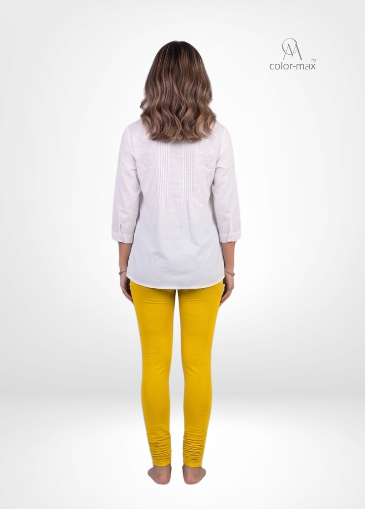 NEW YELLOW - Premium Cotton Lycra Chudi Leggings - Hover